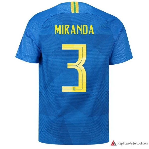 Camiseta Seleccion Brasil Segunda equipación Miranda 2018 Azul